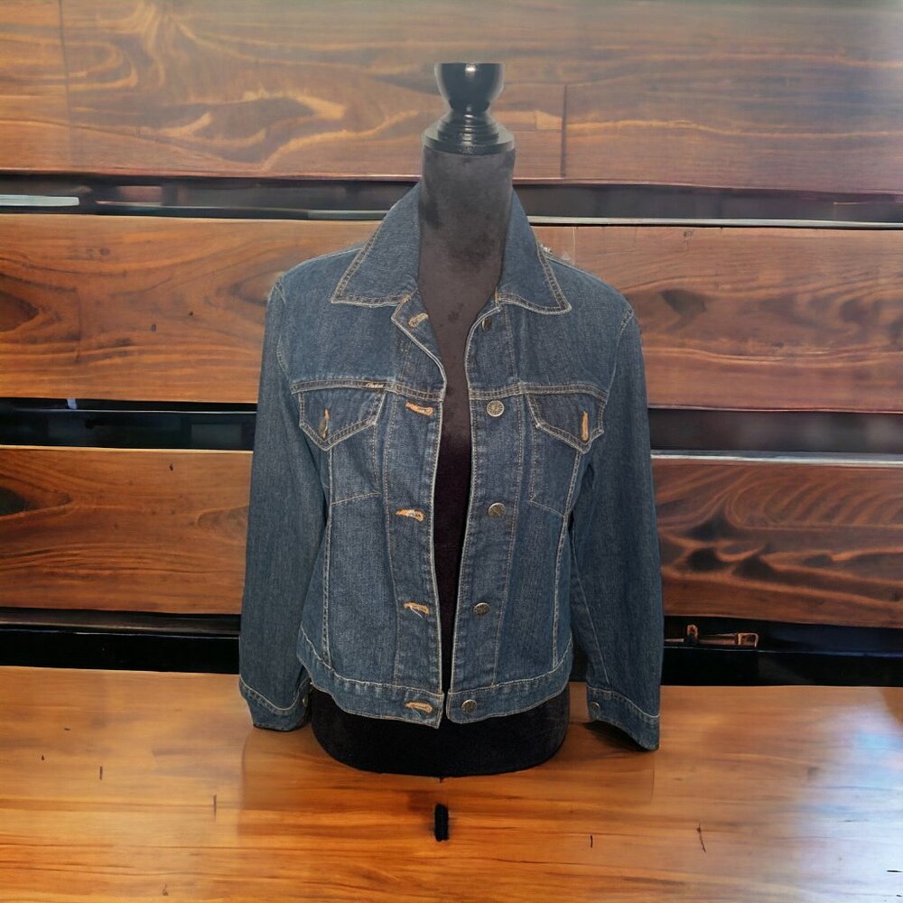 Indian Motorcycle Denim Jean Jacket with embroidered logo. Size Medium.